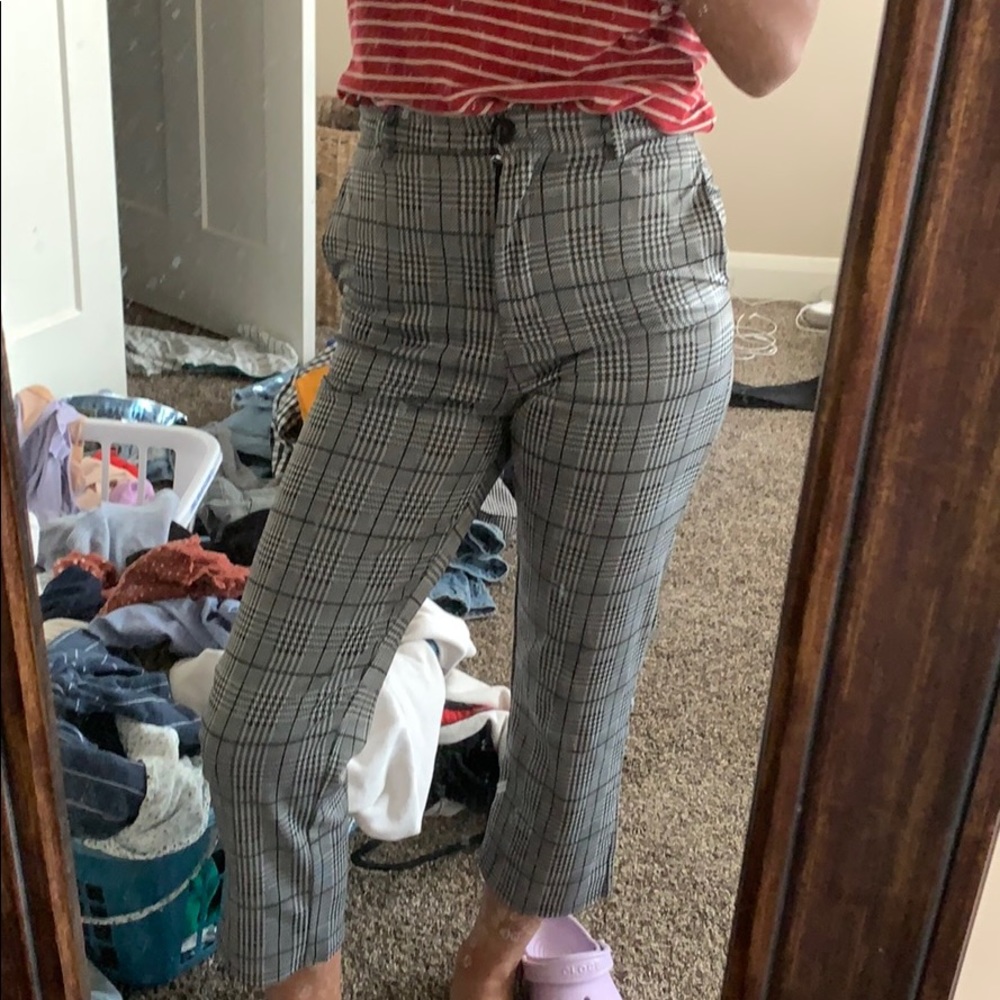 Black and white plaid pants